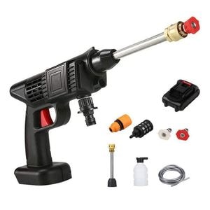 Dispozitiv De Spalat Cu Presiune SIKS, Tip Pistol, Acumulator Reincarcabil, Presiune 25 Bar, Maner Ergonomic, Recipient Spuma si Filtru Incluse, 3 Jeturi Diferite, Geanta De Transport, Negru