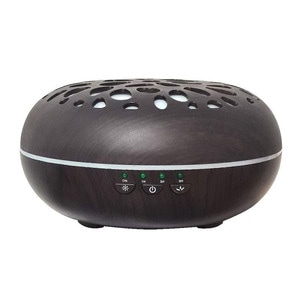 Difuzor Ultrasonic Aromaterapie SIKS, 500 ml, Functie De Umidificator ,Led Multicolor, Purificator Aer, Cablu USB Inclus, Lemn Inchis