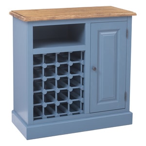 Mobilier bar cu suport sticle, lemn masiv, 90 x 41 x 90 cm, albastru