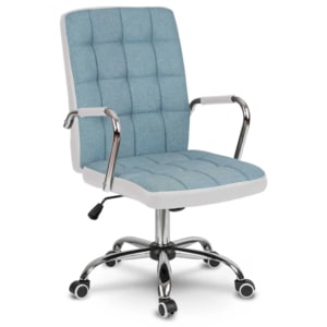 Scaun birou DacEnergy, ergonomic, baza stabila, cromata, roti duble din cauciuc, inclinare TILT cu functia de blocare in pozitia verticala, albastru si alb