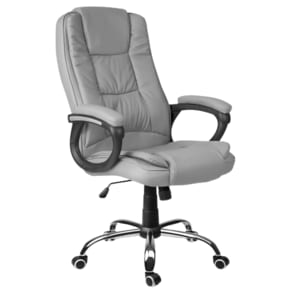 Scaun birou DacEnergy, spatar moale, strat dublu de burete, forma ergonomica, suport lombar, 125x60 cm, piele, gri