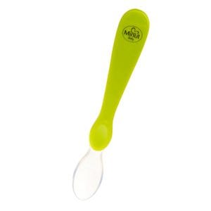 Lingurita cu varf moale silicon Minut Baby 4+ VERDE