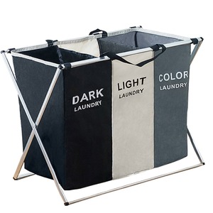 Cos de rufe cu 3 compartimente, Quasar & Co., cadru aluminiu, 62 x 34 x 56 cm