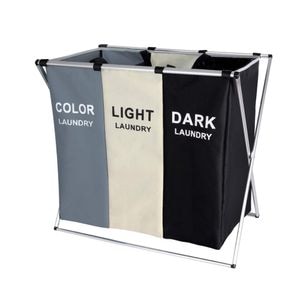 Cos de rufe cu 3 compartimente, Quasar & Co., cadru aluminiu, 62 x 34 x 56 cm