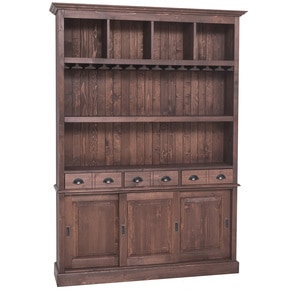 Mobila bar cu 3 usi, lemn masiv, 151 x 36 x 210 cm, maro inchis