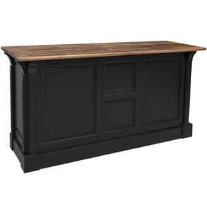 Tejghea cu 2 usi si 1 polita, culoare corp negru P003, culoare top maro inchis P064, dublu color, 100% lemn masiv
