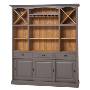 Mobilier de bar cu suport pentru pahare si sticle, lemn masiv, 180 x 41 x 210 cm, maro