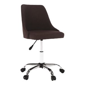 Scaun birou DacEnergy, tapitat cu imitatie de piele, design modern, reglarea inaltimii, cu linii rotunjite, 48 x57 x78-88 cm, maro si crom