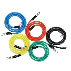 Set sistem de antrenament SIKS fitness, 5 corzi elastice cu accesorii, universal, multicolor