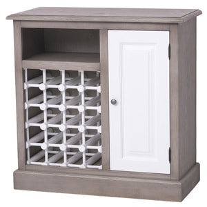 Mobilier bar cu suport sticle, lemn masiv, 90 x 41 x 90 cm, gri deschis-alb