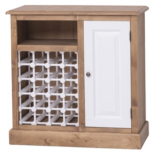 Mobilier bar cu suport sticle, lemn masiv, 90 x 41 x 90 cm, maro deschis-alb