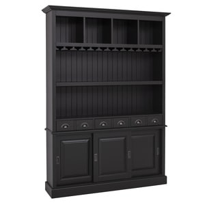 Mobila bar cu 3 usi, lemn masiv, 151 x 36 x 210 cm, negru