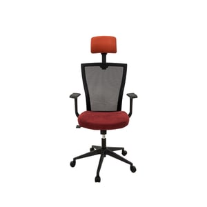 Scaun birou S-198, 129x49.5x50 cm, Negru/Rosu, Material Textil