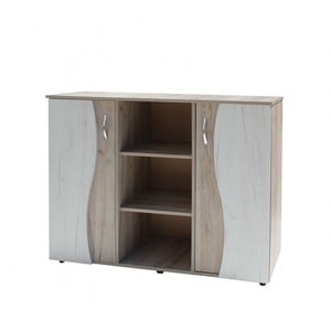 Comoda living Tineret, 120 x 45 x 95 cm, maro deschis-alb