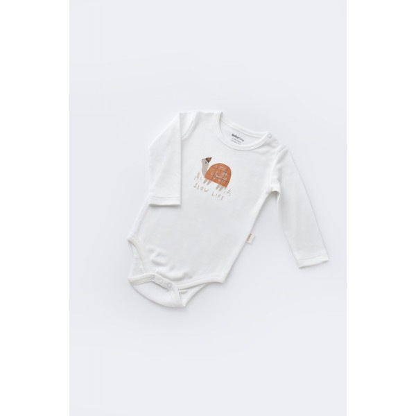 Set 3 piese Baby Cosy broscuta cu body, pantalonasi si vestuta, 80% bumbac organic si 20% poliester, portocaliu, marime 18-24 luni