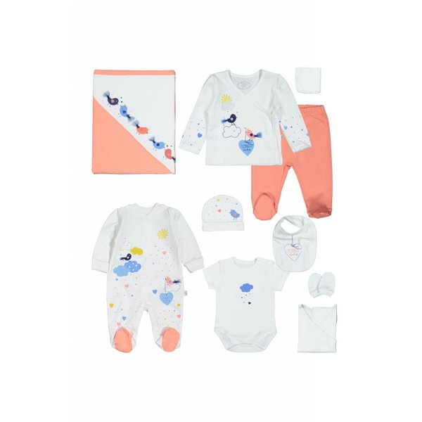Set de 10 piese pentru nou nascut Pasari, Tongs baby (Culoare: Portocaliu)