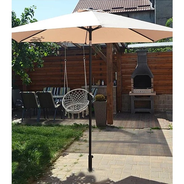 Umbrela de gradina cu manivela si inclinare, stalp aluminiu, 270 cm, Crem