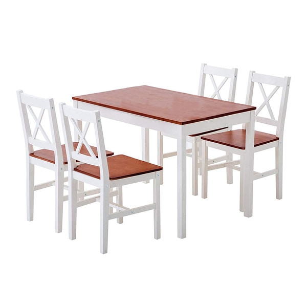 Dominant Inspiration Incite Set masa de bucatarie cu 4 scaune din pin, alb