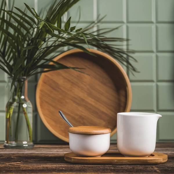 Tava bambus cu manere 25cm, AMBITION Natural