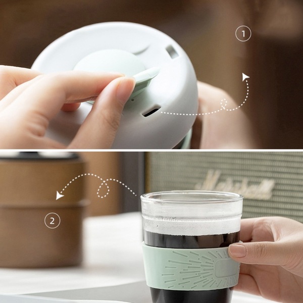 Set pahare cafea QUASAR & CO To Go, 2 piese, 320 ml, sticla, alb