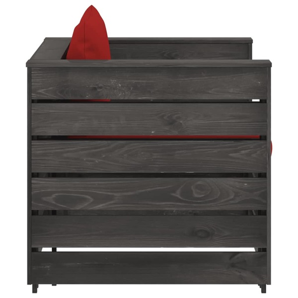 Set mobilier gradina cu perne, 2 piese, gri, lemn tratat