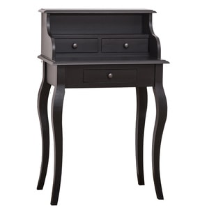 Birou Bonheur du jour cu 3 sertare, culoare negru P003, vopsit, 100% lemn masiv