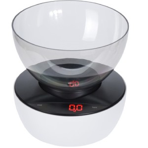 Cantar digital bucatarie cu bol, 18x14.5 cm, 5 kg, Alb-negru