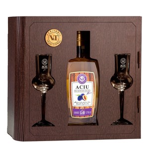 Palinca de Zalau Aciu + set 2 Pahare - Prune 50% 0.7L