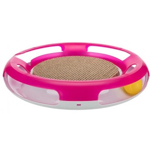 Jucarie 2in1 Pentru Pisici, Trixie Race & Scratch, Plastic/Carton, 37 cm, Roz/Alb, 41415