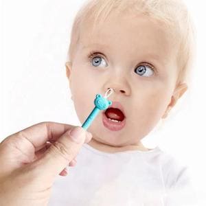 Dispozitiv pentru curatat nasul si urechile bebelusului, manual, Culori Pastelate, albastru, mediLOGIC