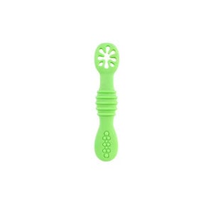 Lingurita din silicon fara BPA pentru diversificare si intarcare bebelusi din prima etapa pentru autodiverisificare, culoare verde pal 