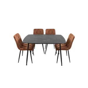 Set masa si scaune living MB-88 S-207, 5 piese, negru
