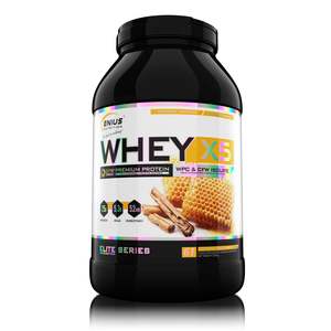 Proteina din zer Genius Nutrition Whey X5 cu aroma de Vanilla Honey, Pudra proteica pentru crestere masa musculara, 2000 g