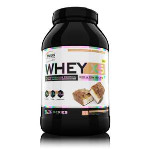Proteina din zer Genius Nutrition Whey X5, Pudra proteica pentru cresterea masei musculare cu aroma de Bueno Chocolate, 2000g