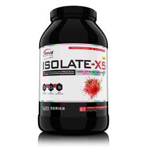Proteine din zer Isolate-X5 Wild Strawberry 2000g, Pudra Genius Nutrition pentru crestere masa musculara cu aroma de Capsuni