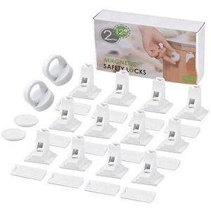 Set 4 incuietori magnetice sertare si usi pentru bebelusi si copii, invizibile, instalare usoara, bebeLOGIC 