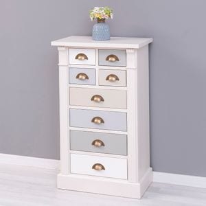 Comoda living Directoire, lemn masiv, 60 x 36 x 100 cm, crem antichizat