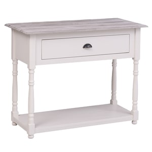 Consola living SZEL MOB, lemn masiv, 96 x 45 x 76 cm, crem-gri