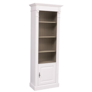 Biblioteca living Directoire, lemn masiv, 71 x 39 x 197 cm, alb murdar-maro