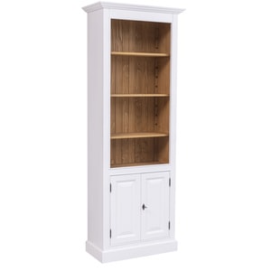 Biblioteca living, lemn masiv, 79 x 39 x 210 cm, alb vopsit-maro