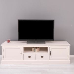 Comoda TV SZEL MOB, lemn masiv, 100 x 46 x 56 cm, crem