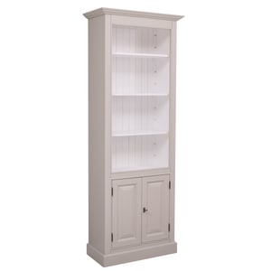 Biblioteca, lemn masiv, 79 x 39 x 210 cm, gri inchis-alb