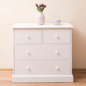 Comoda SZEL MOB, lemn masiv, 100 x 50 x 90 cm, alb murdar