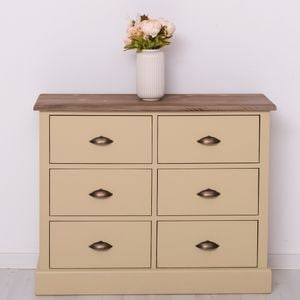Comoda living SZEL MOB, lemn masiv, 100 x 35 x 80 cm, bej-maro