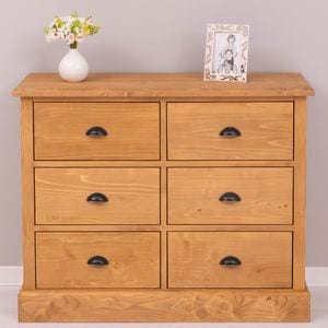 Comoda living SZEL MOB, lemn masiv, 100 x 35 x 80 cm, maro deschis