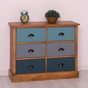 Comoda living SZEL MOB, lemn masiv, 100 x 35 x 80 cm, multicolor
