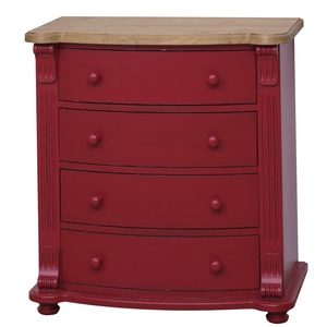 Comoda living Directoire, lemn masiv, 80 x 48 x 84 cm, rosu antichizat-maro