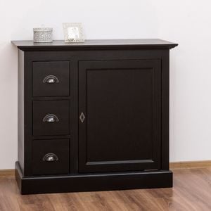 Comoda living SZEL MOB, lemn masiv, 101 x 49 x 90 cm, negru