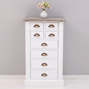 Comoda living Directoire, lemn masiv, 60 x 36 x 100 cm, alb