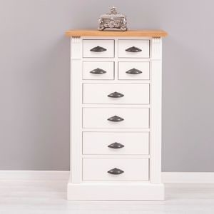 Comoda living Directoire, lemn masiv, 60 x 36 x 100 cm, alb